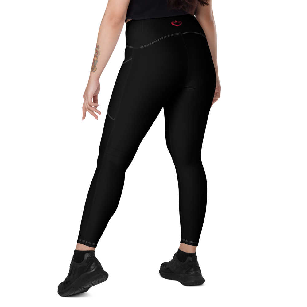 Leggings with pockets - Red Heart, black