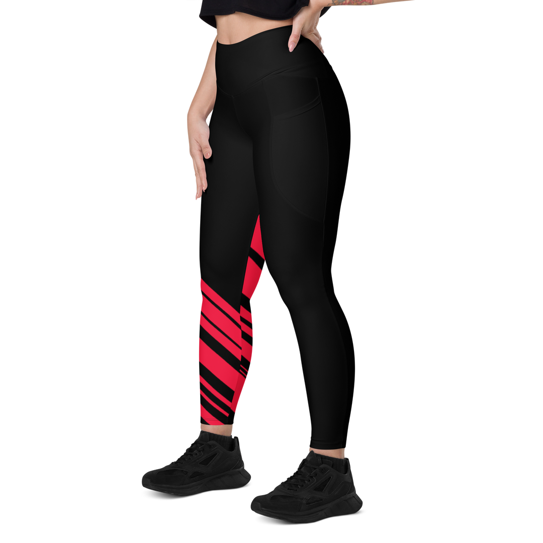 Leggings med lommer - After the Nightmare, Swan Red Black