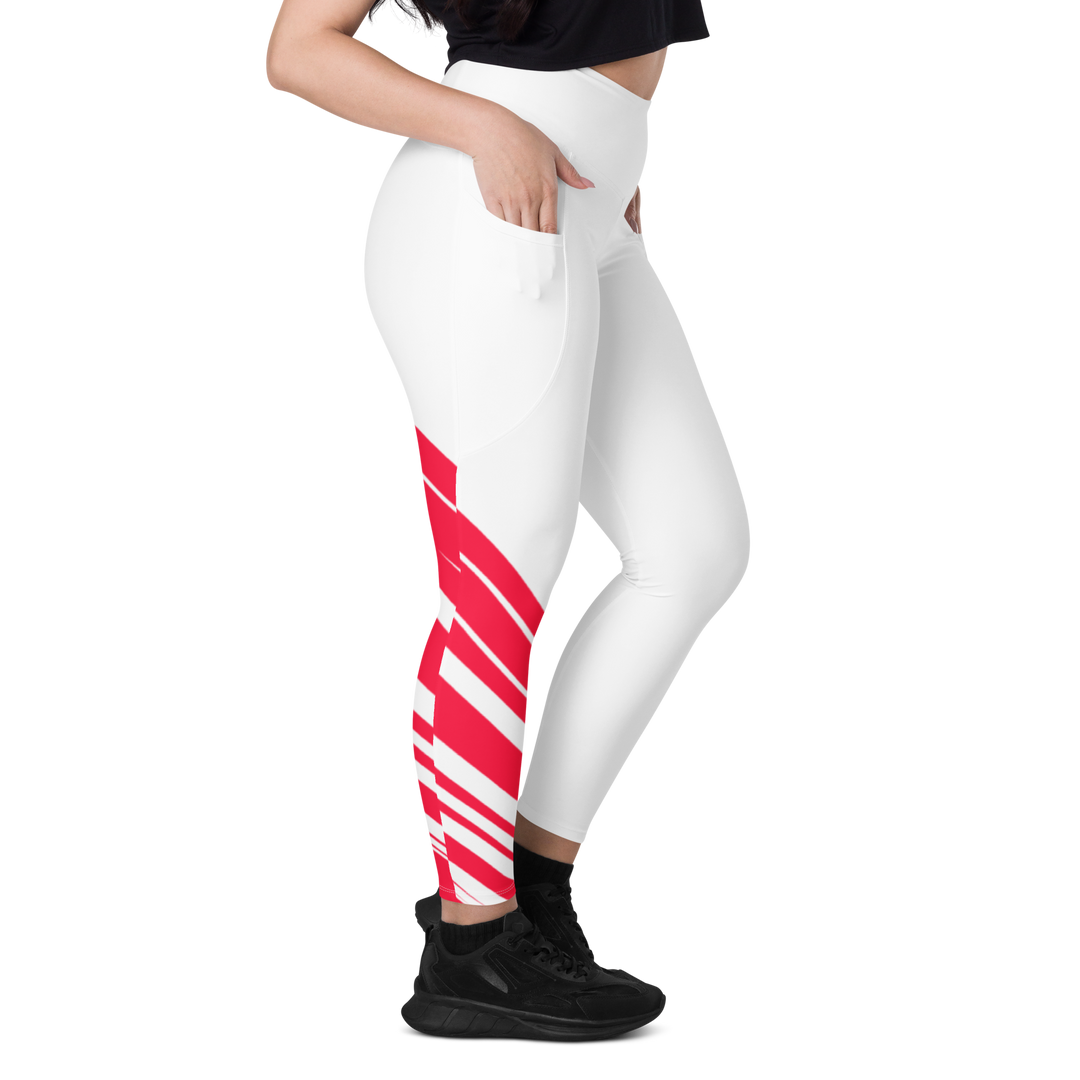 Leggings mit Taschen - After the Nightmare, Swan Rot Weiss