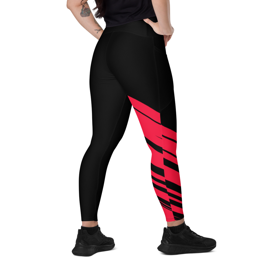 Leggings with pockets - After the Nightmare, Swan Red Black