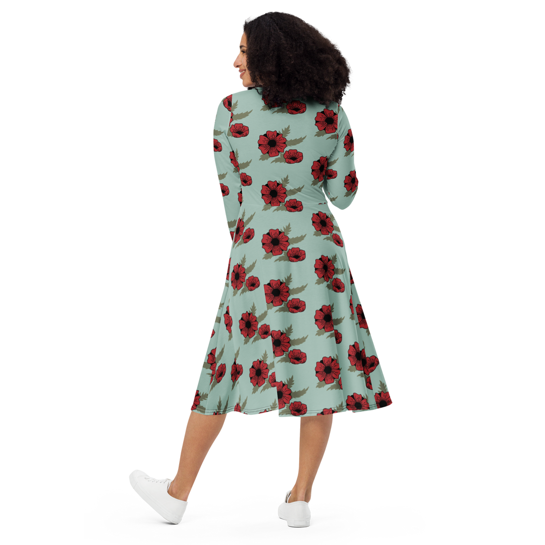 Long Sleeve Midi Dress with Pockets - Flora &amp; Fauna 3