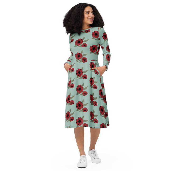 Long Sleeve Midi Dress with Pockets - Flora &amp; Fauna 3