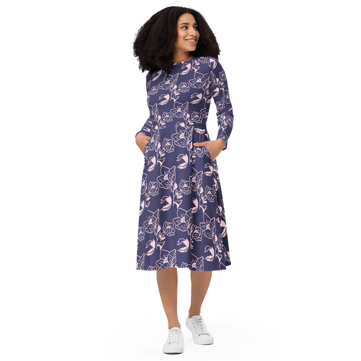 Long Sleeve Midi Dress with Pockets - Flora &amp; Fauna 1