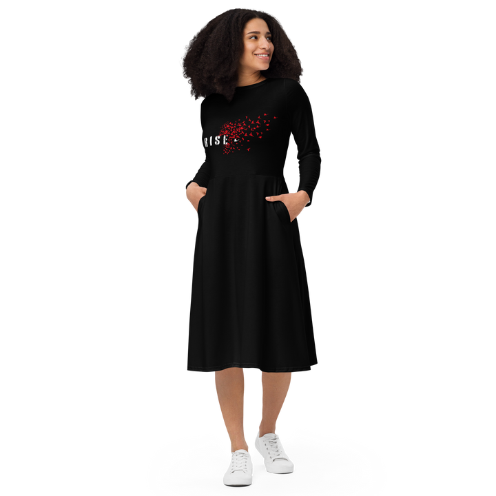 Midi dress women - Rise, Red Raven