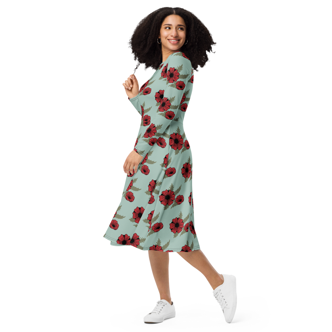 Long Sleeve Midi Dress with Pockets - Flora &amp; Fauna 3