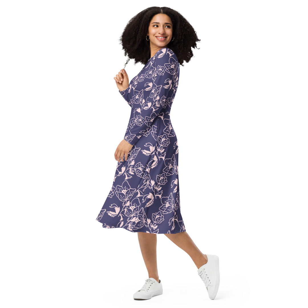 Long Sleeve Midi Dress with Pockets - Flora &amp; Fauna 1