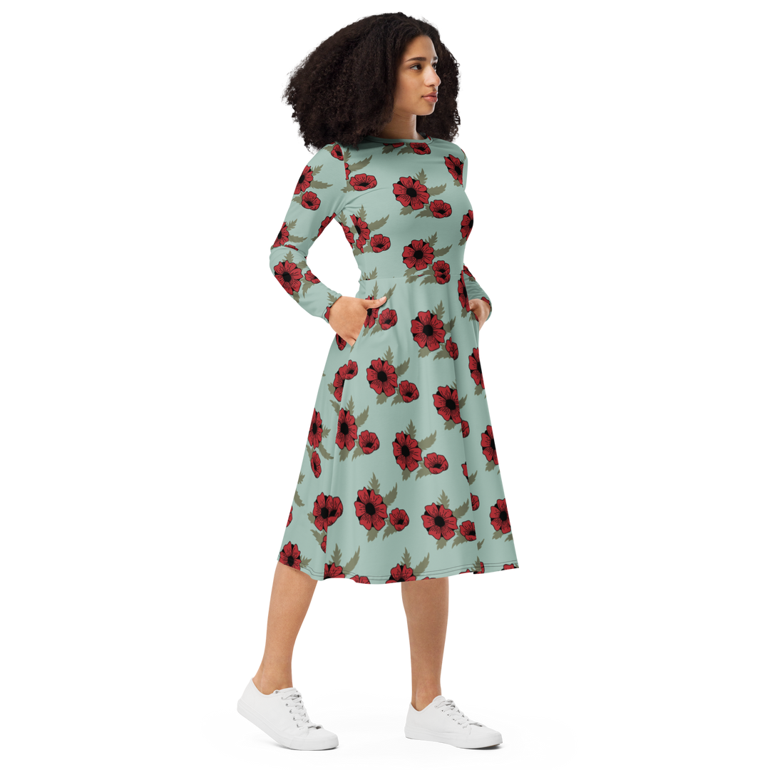 Long Sleeve Midi Dress with Pockets - Flora &amp; Fauna 3