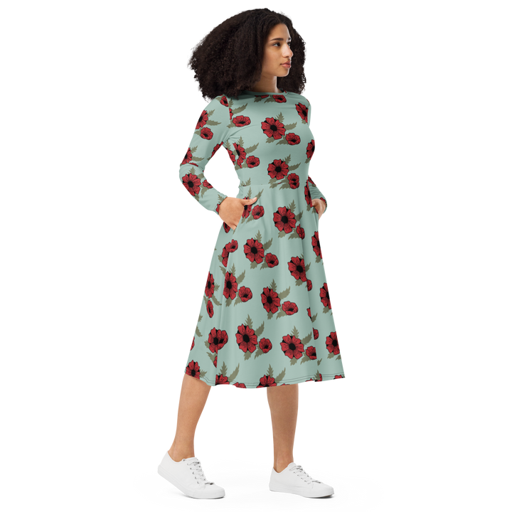 Long Sleeve Midi Dress with Pockets - Flora &amp; Fauna 3