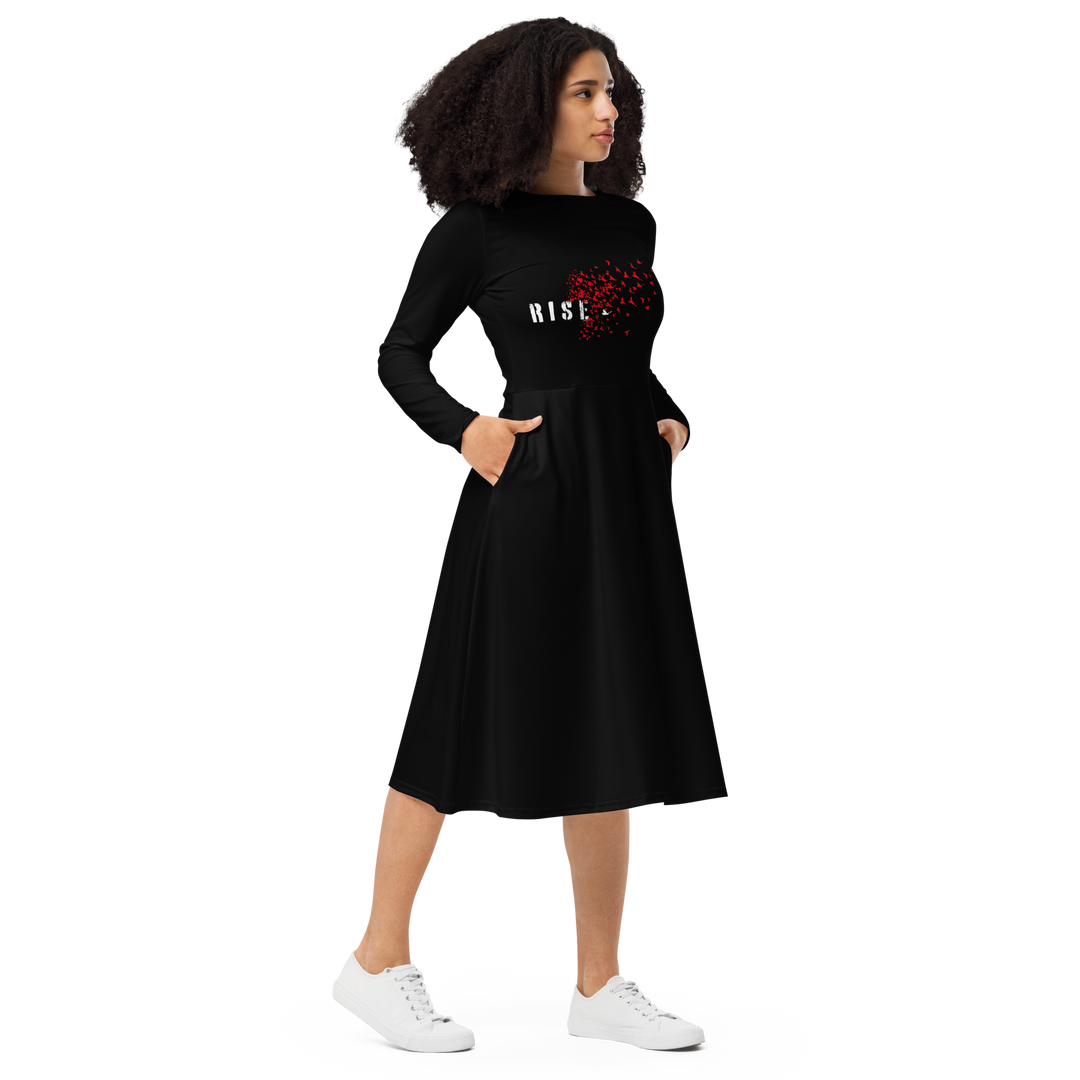 Midi dress women - Rise, Red Raven