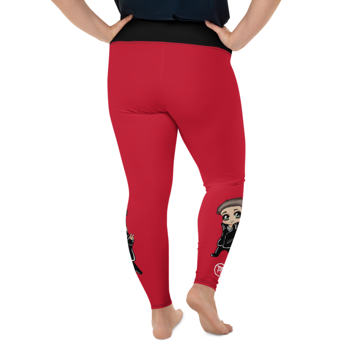 Plus Size Leggings - Mini Dark Tenor Peace, Rebel Red