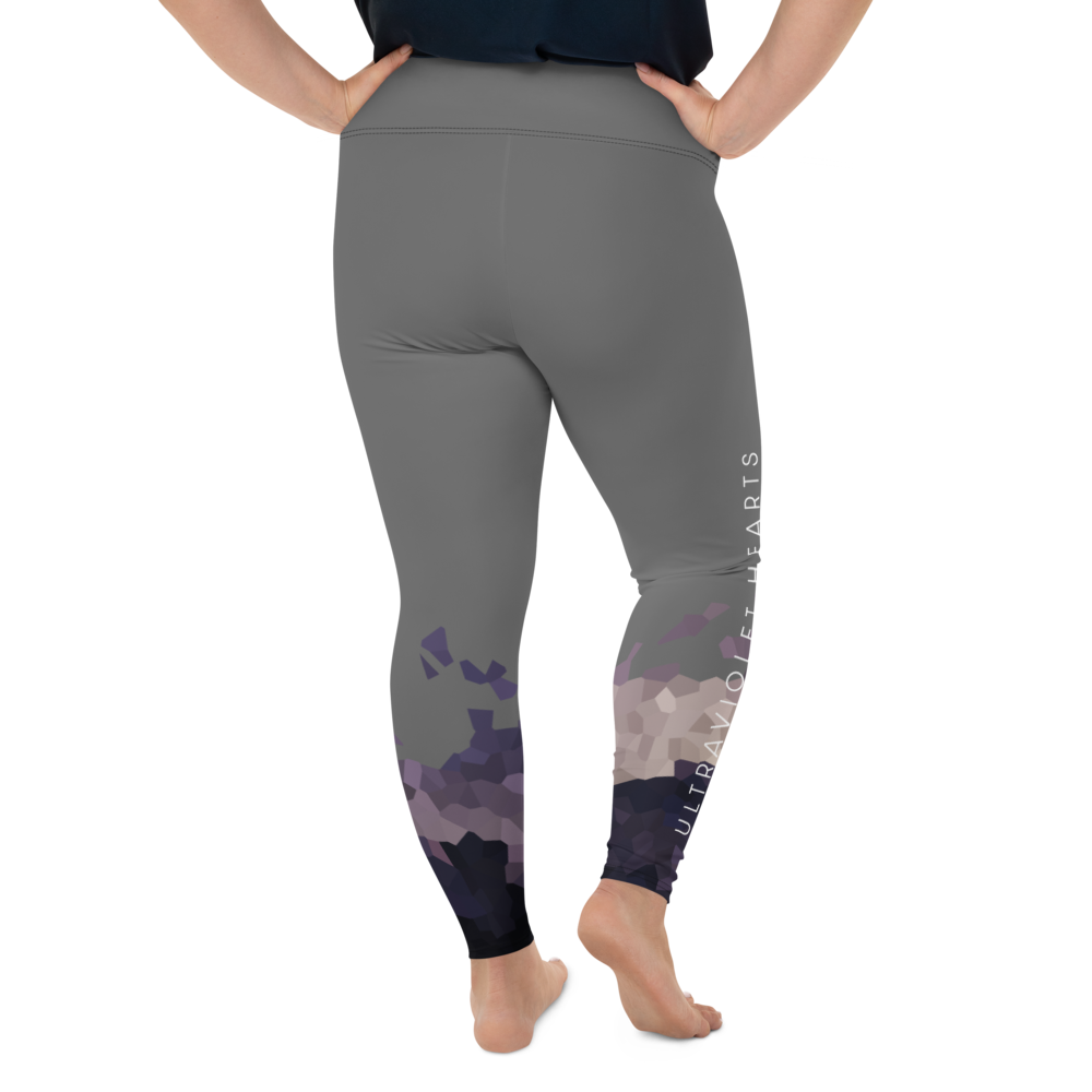 Plus Size Leggings - Ultraviolet Hearts, anthracite