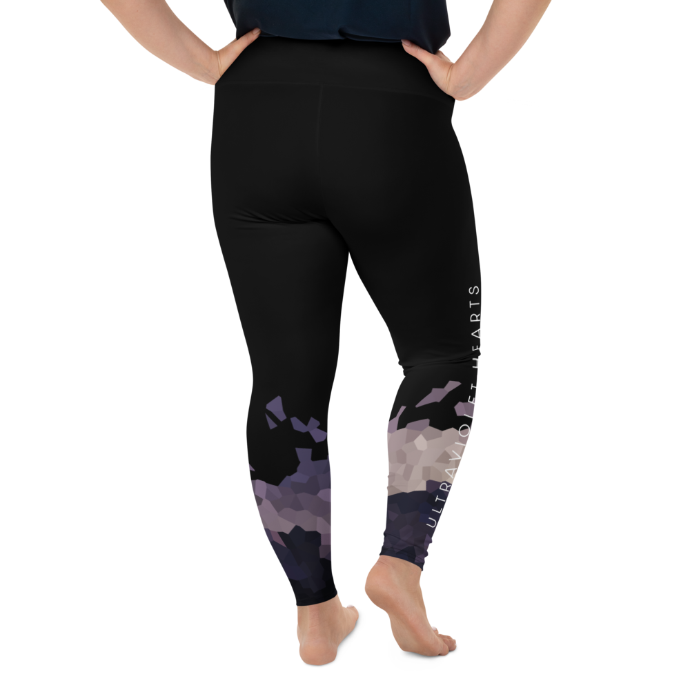 Plus Size Leggings - Ultraviolet Hearts, Black