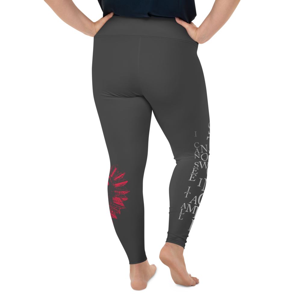 Plus Size Leggings - Now I Am Stronger, Darker Hearts, Color: Eclipse