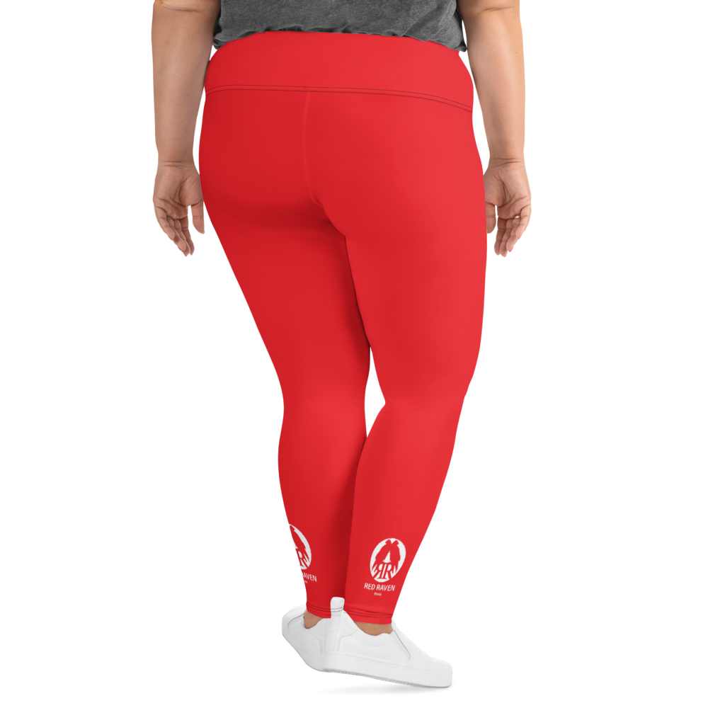 Plus Size Leggings - Red Raven Music Logo, red, white