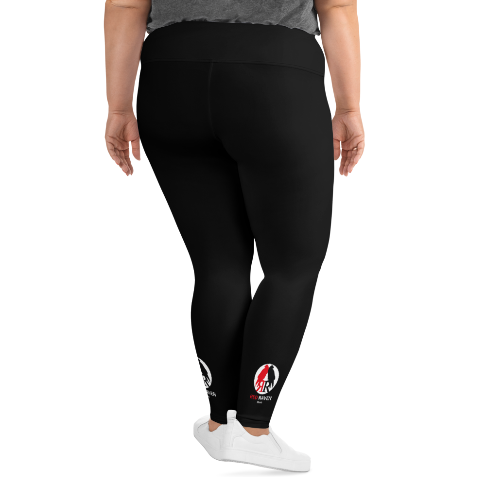 Plus Size Leggings - Red Raven Music Logo, Black