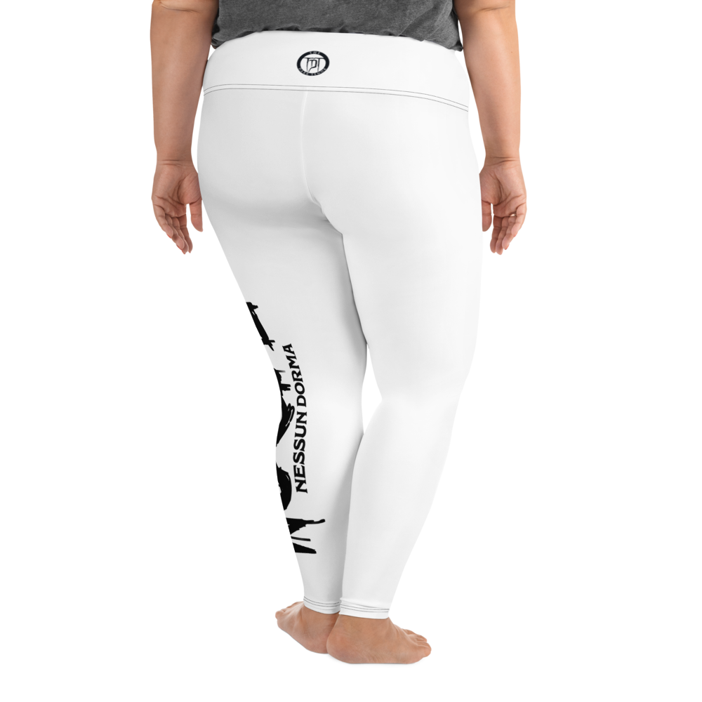 Plus size leggings - No Sleep (Nessun Dorma), hvide