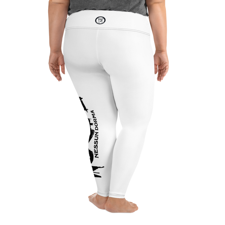 Plus size leggings - No Sleep (Nessun Dorma), hvide