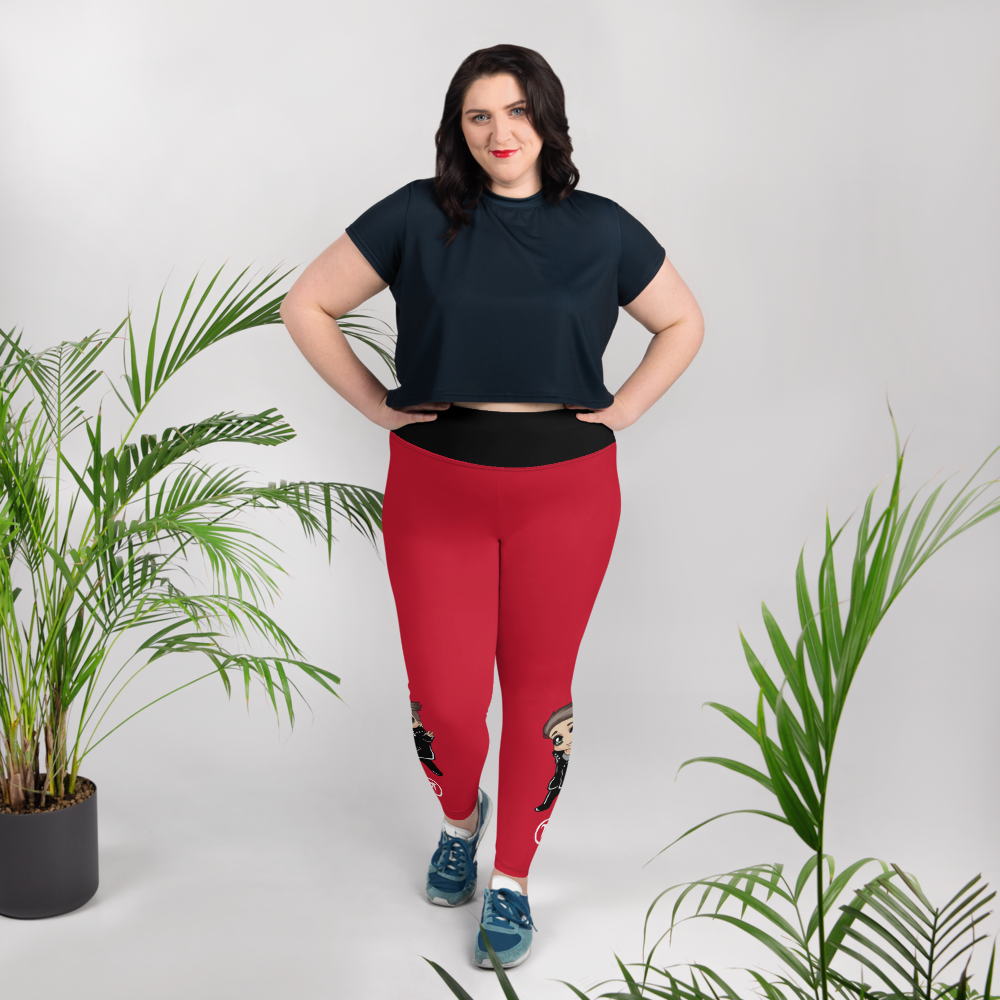 Plus Size Leggings - Mini Dark Tenor Peace, Rebel Red