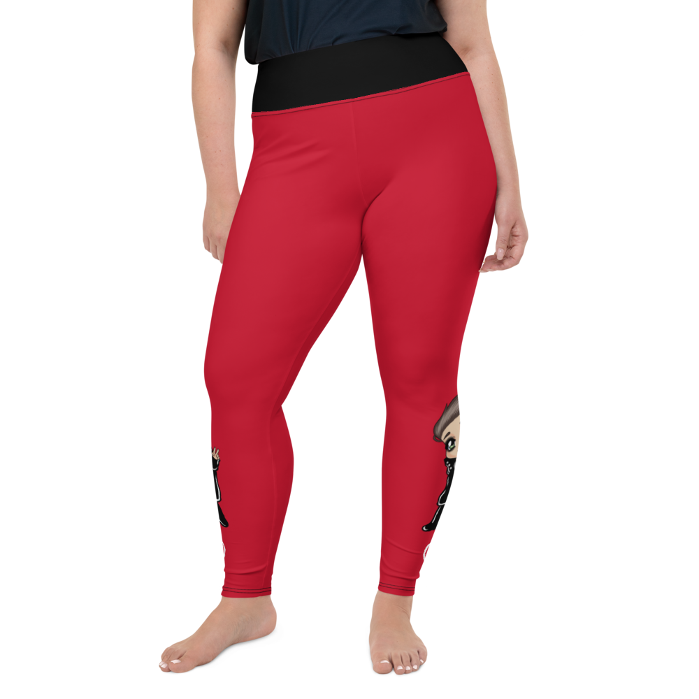 Plus Size Leggings - Mini Dark Tenor Peace, Rebel Red