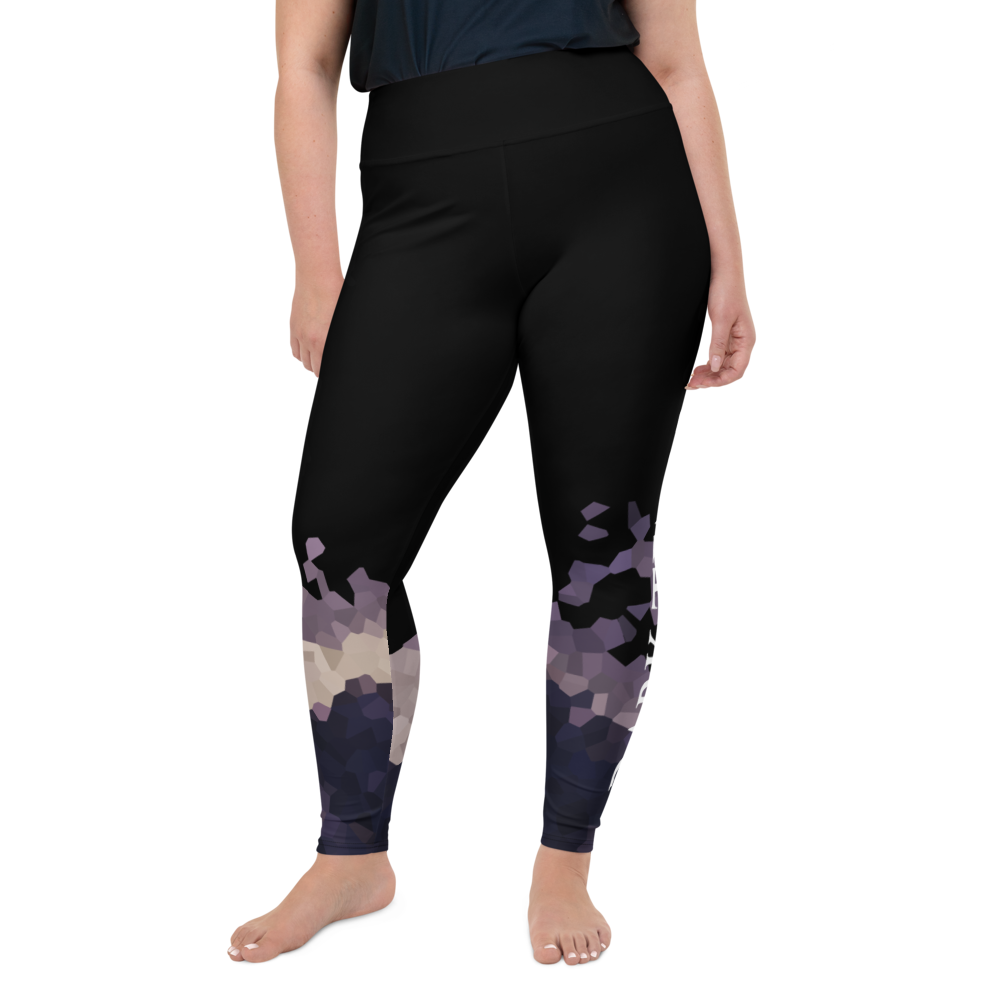 Plus Size Leggings - Ultraviolet Hearts, Black