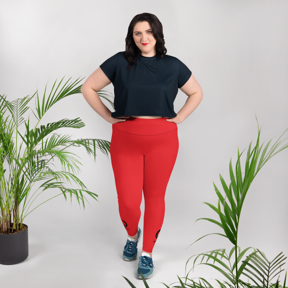 Plus size leggings - Red Raven Music Logo, rød, sort