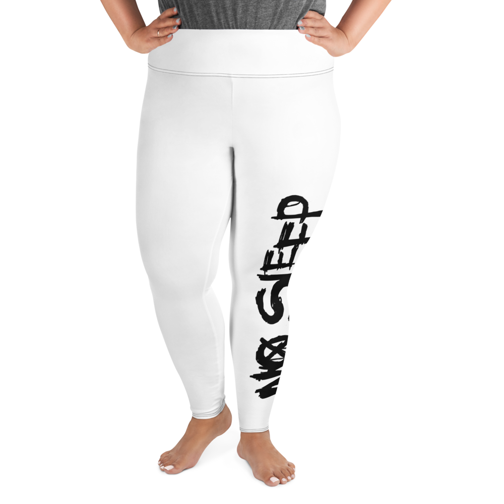 Plus size leggings - No Sleep (Nessun Dorma), hvide