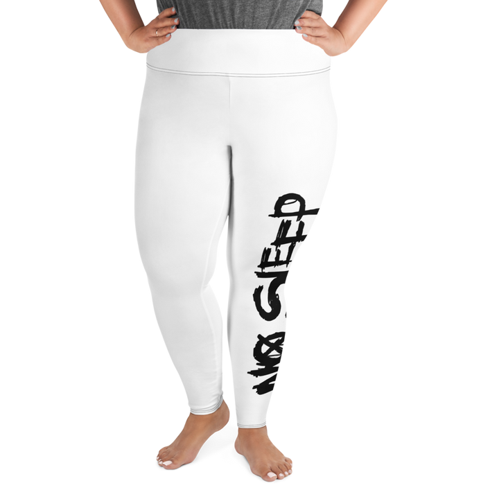 Plus size leggings - No Sleep (Nessun Dorma), hvide