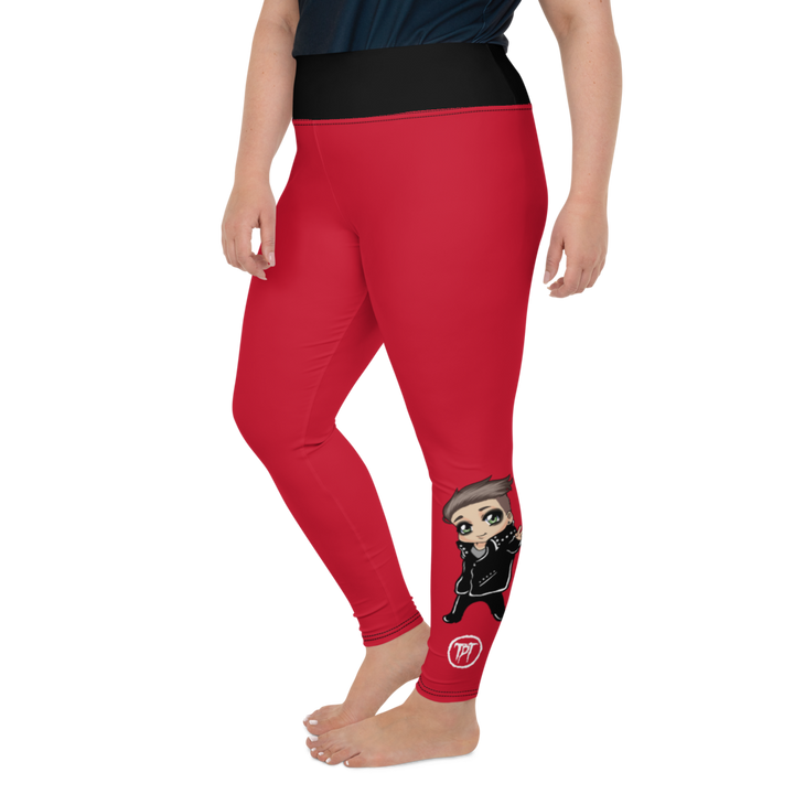 Plus Size Leggings - Mini Dark Tenor Peace, Rebel Red