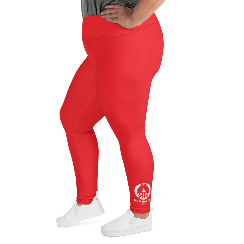 Plus Size Leggings - Red Raven Music Logo, red, white