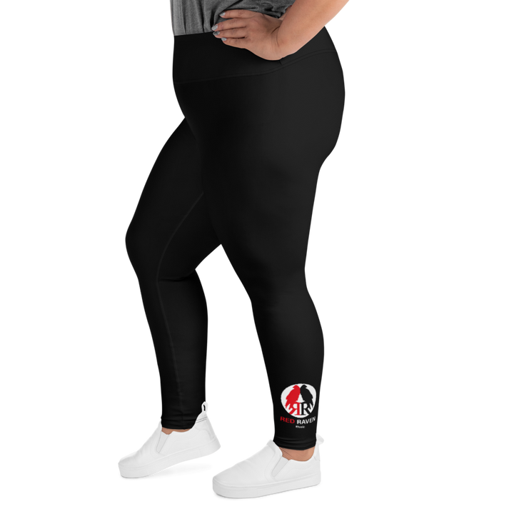 Plus Size Leggings - Red Raven Music Logo, Black