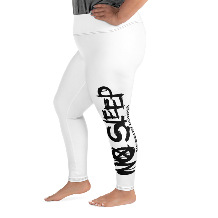 Plus size leggings - No Sleep (Nessun Dorma), hvide