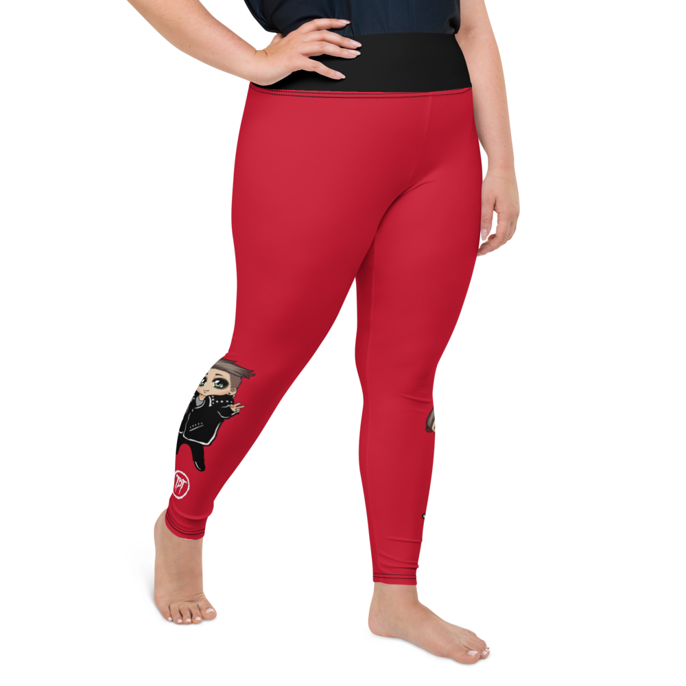 Plus Size Leggings - Mini Dark Tenor Peace, Rebel Red