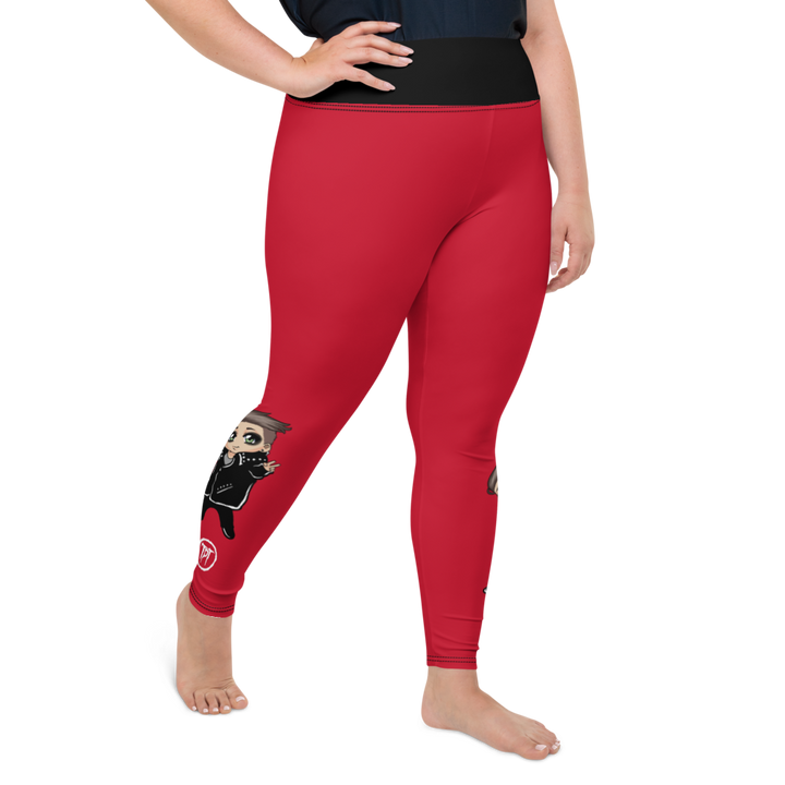 Plus Size Leggings - Mini Dark Tenor Peace, Rebel Red