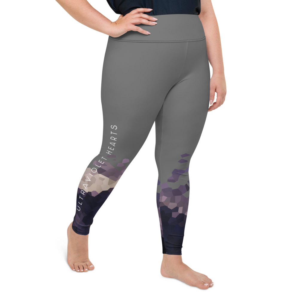 Plus Size Leggings - Ultraviolet Hearts, anthracite