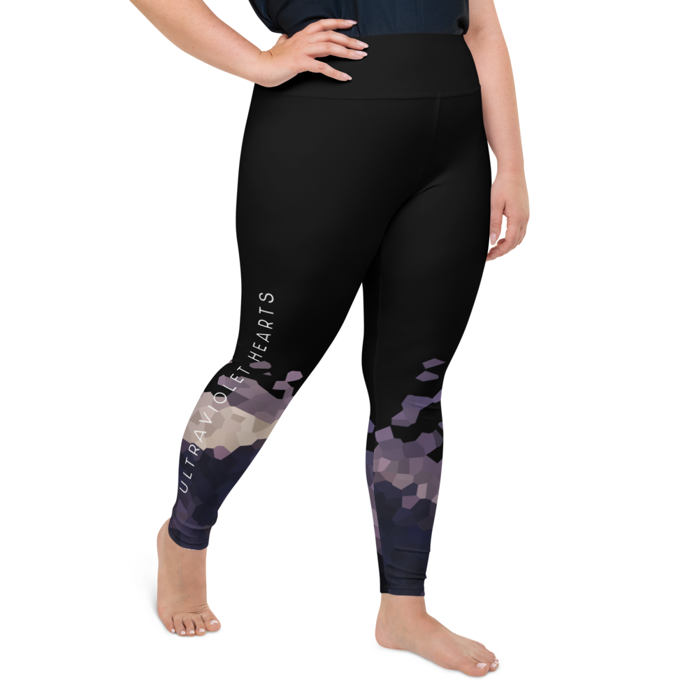 Plus Size Leggings - Ultraviolet Hearts, Black