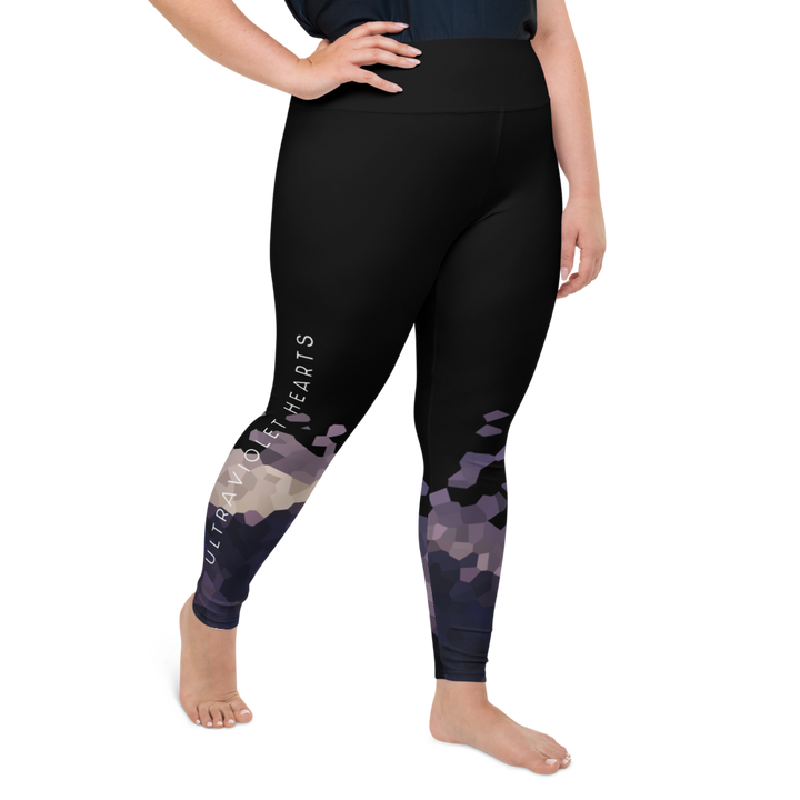 Plus Size Leggings - Ultraviolet Hearts, Black