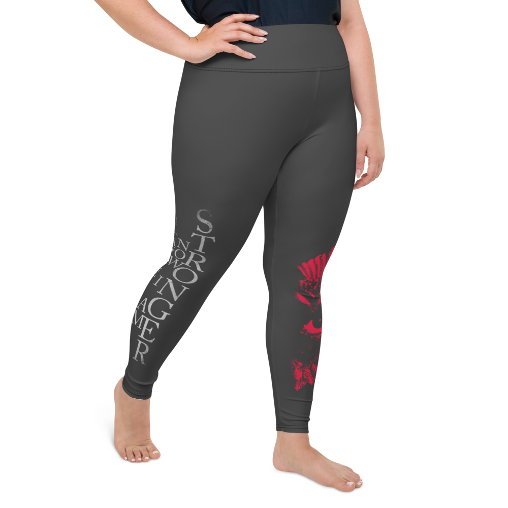 Plus Size Leggings - Now I Am Stronger, Darker Hearts, Color: Eclipse