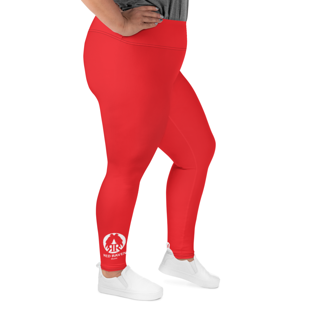 Plus Size Leggings - Red Raven Music Logo, red, white