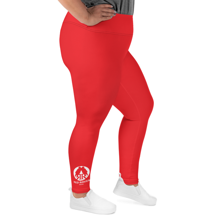 Plus Size Leggings - Red Raven Music Logo, red, white