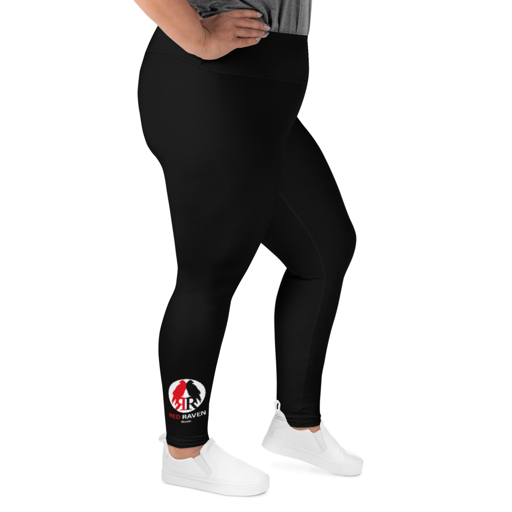 Plus Size Leggings - Red Raven Music Logo, Black