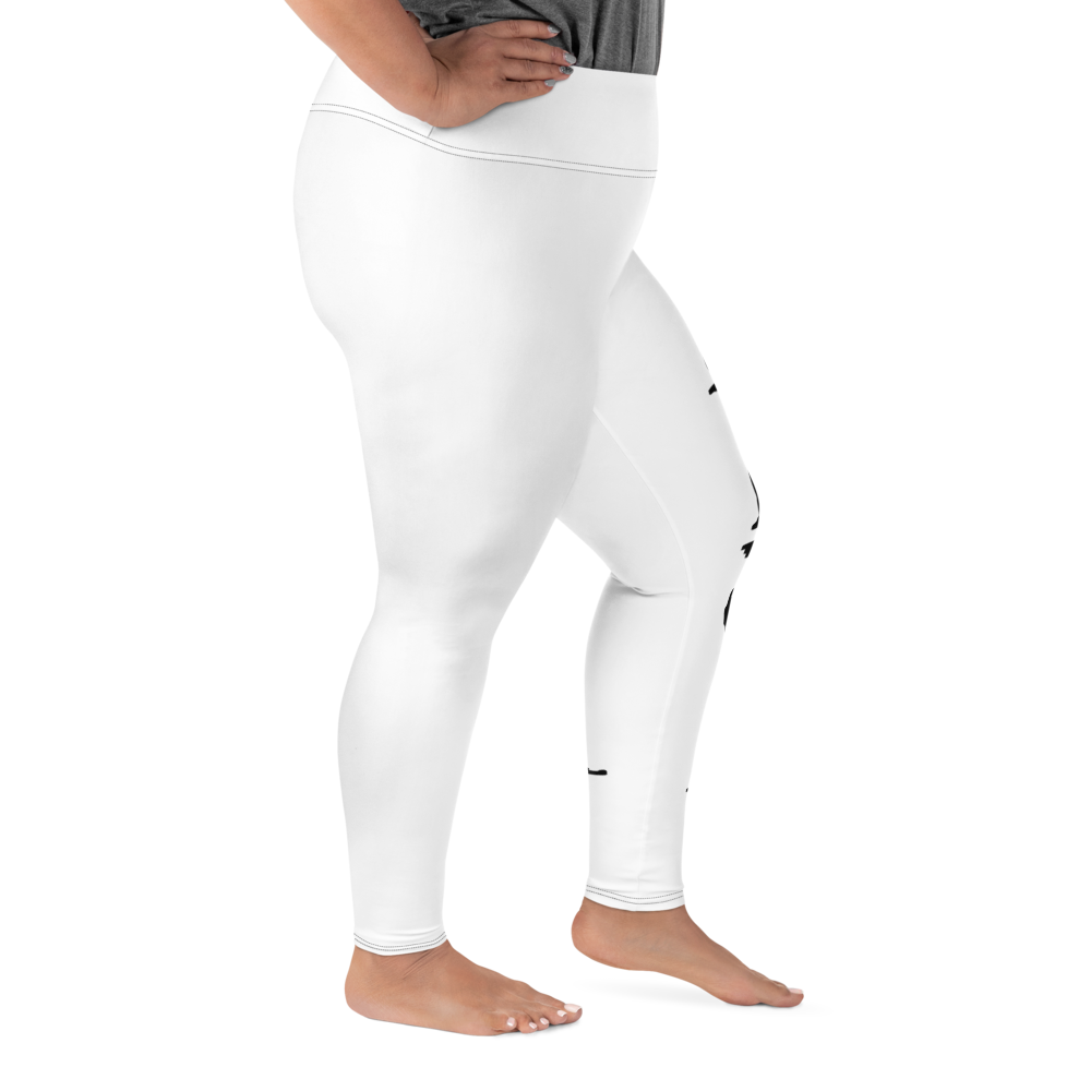 Plus size leggings - No Sleep (Nessun Dorma), hvide