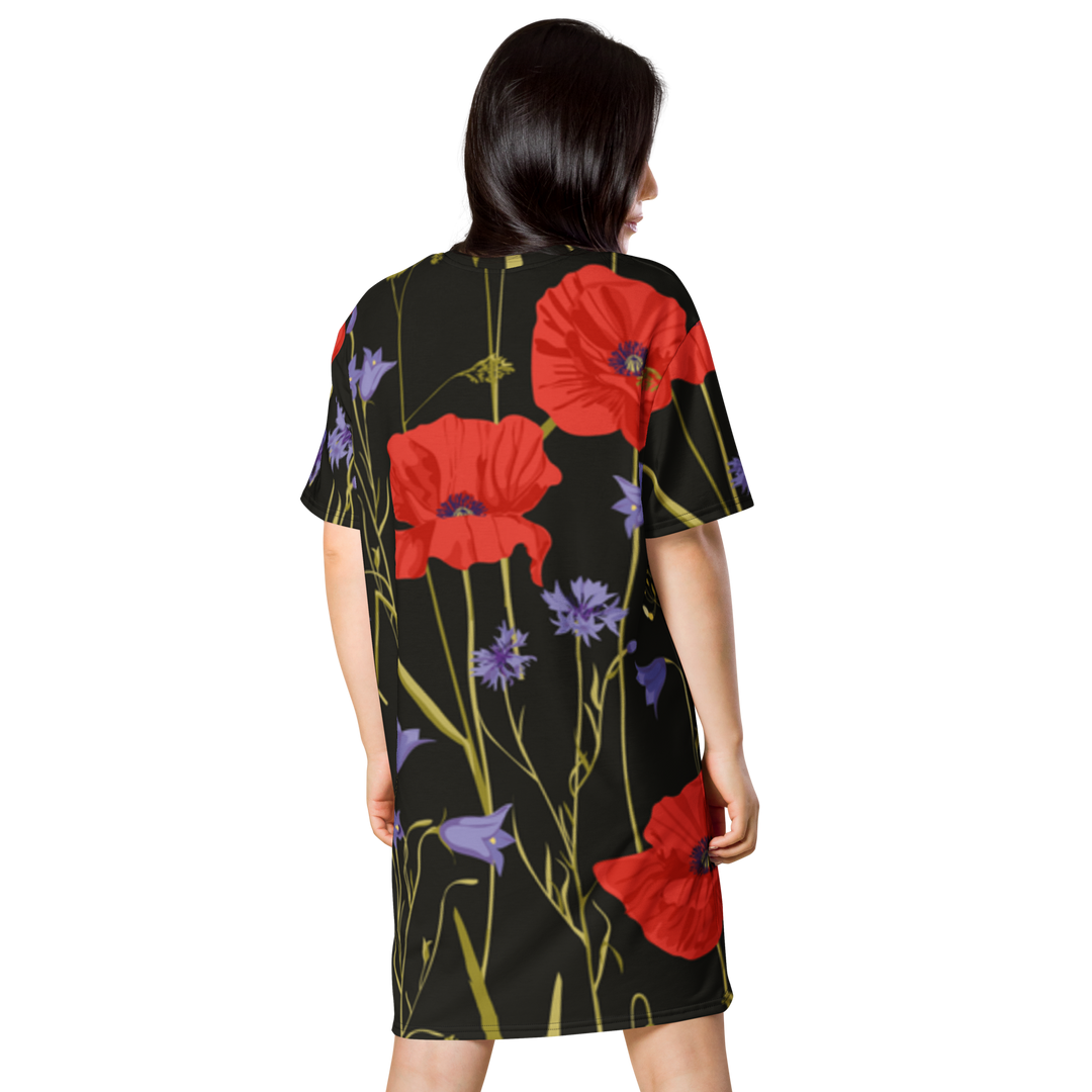 Premium T-Shirt Dress - Poppies