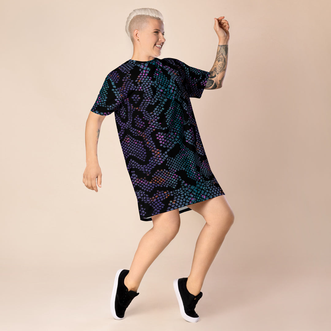 Premium T-Shirt Dress - Purple Snake