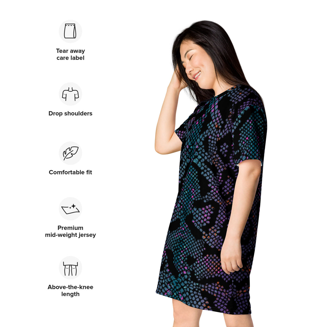 Premium T-Shirt Dress - Purple Snake