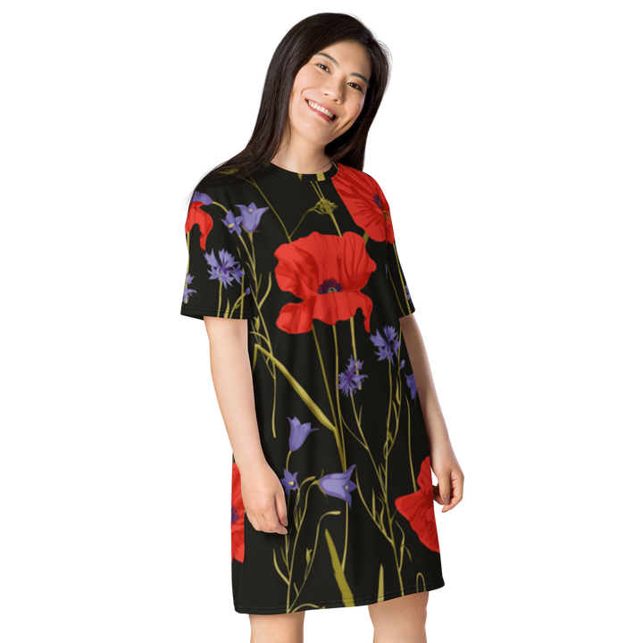 Premium T-Shirt Dress - Poppies