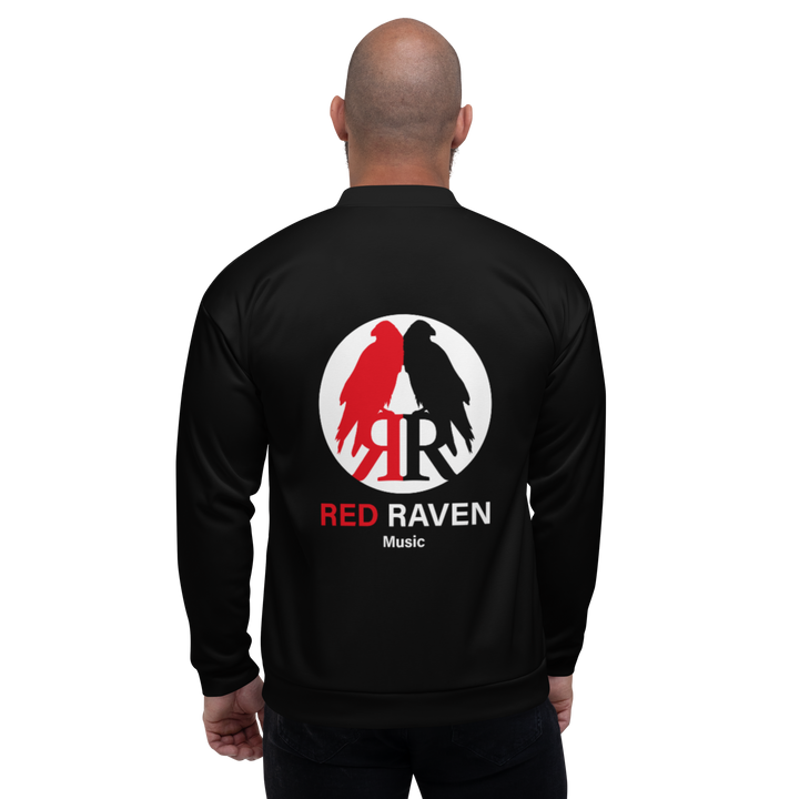 Bomber Jacket Men - Red Raven Music Logo, black