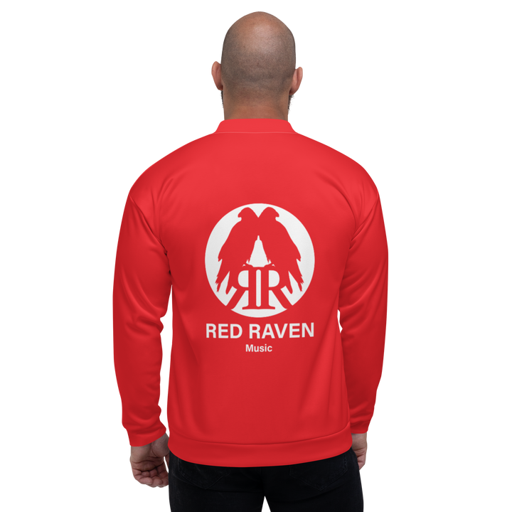 Bomber Jacket Men - Red Raven Music Logo, Red