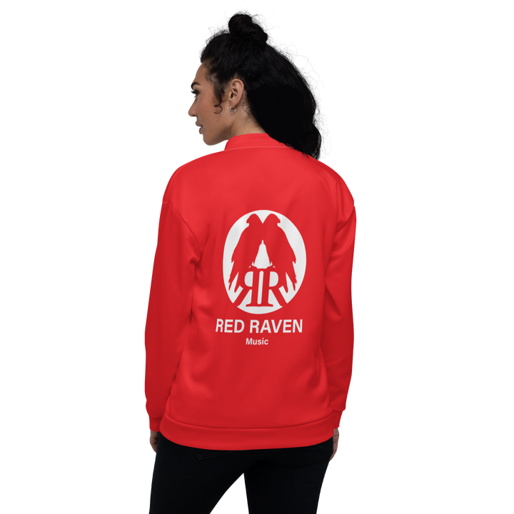 Bomber Jacket Women - Red Raven Music Logo, Red