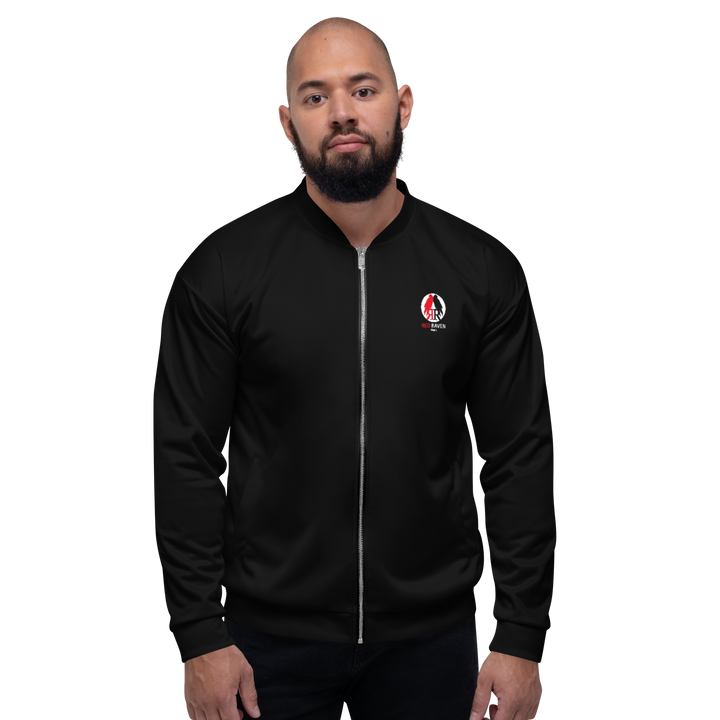 Bomber Jacket Men - Red Raven Music Logo, black