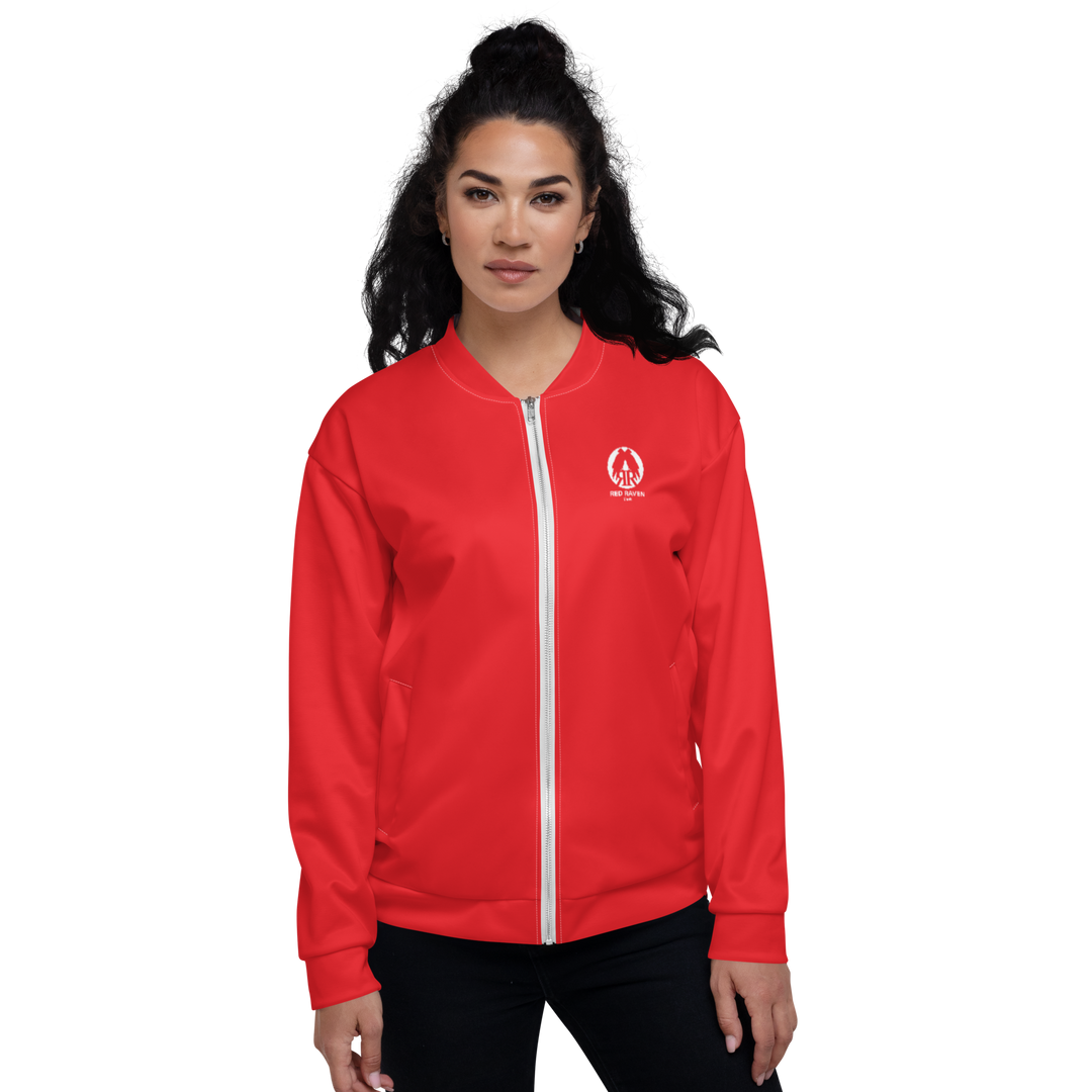 Bomber Jacket Women - Red Raven Music Logo, Red